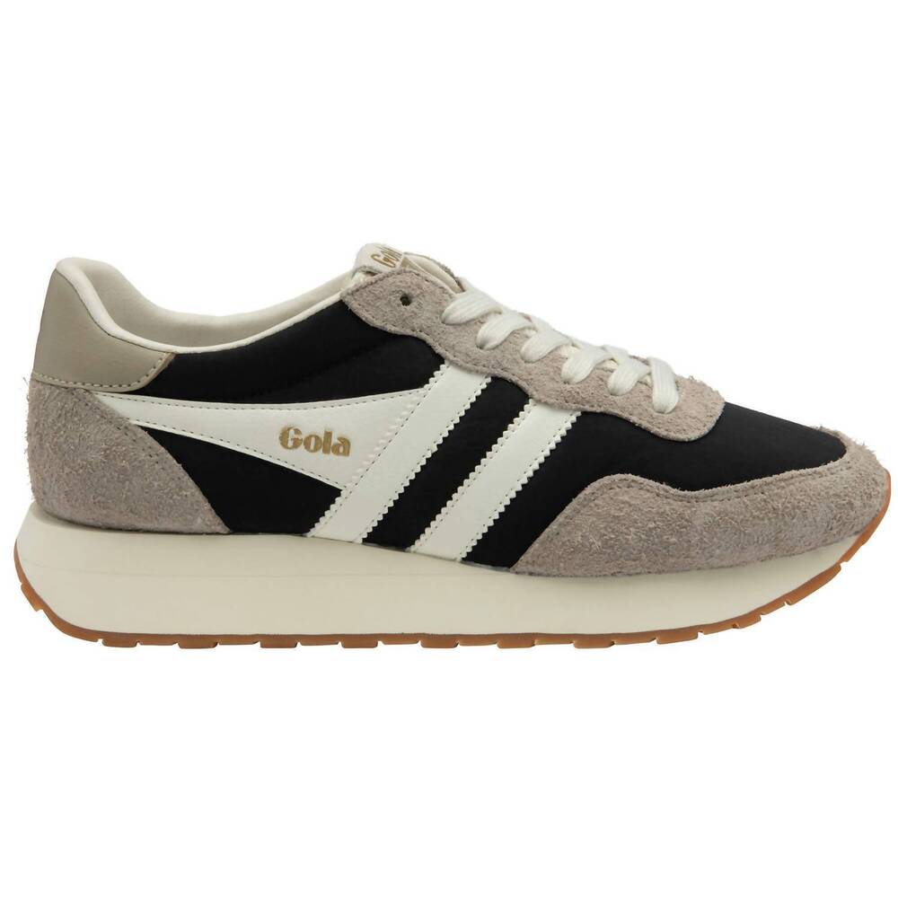 NEW GOLA women's arizona trainer sneakers in black feather grey off white